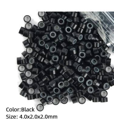 500Pcs 4mm Black Silicone Lined Micro Ring Beads for Hair Extensions - 5 Colors - Vlasy - Buy Online on GoSupps.com