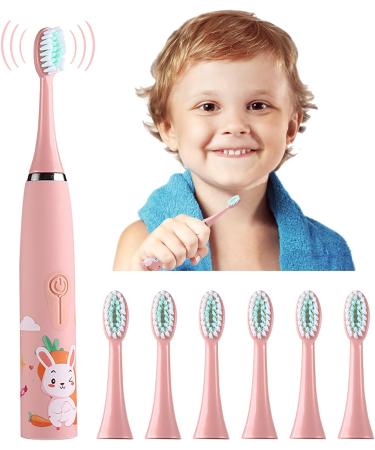 Electric Toothbrush Children USB Rechargeable - Electric Toothbrush Kids 6-12 Toothbrush Soft Hair Cleaning Tool for Child Boys and Girls Bathroom Products (Pink) - Buy Online on GoSupps.com