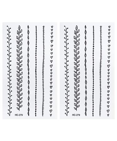 Mini Tattoos 2 Sheets Beautiful Flower vine Cartoon Tattoos Fake Temporary Stickers Sheets Paper Style Vintage Old School Tattoo Body Art Make up Waterproof for Kids Adults (09)