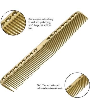 Petyoung Professional Hair Combs Aerospace Aviation Aluminum Metal Cutting Comb Salon Comb Hairdressing Comb Master Barber Comb for Cutting and Hair Styling Gold - Buy Online on GoSupps.com