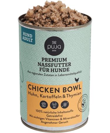 PUJA Wet dog food - 400 g - Food quality - 100% natural and regional - No preservatives - Rich in chicken meat - Buy Online on GoSupps.com