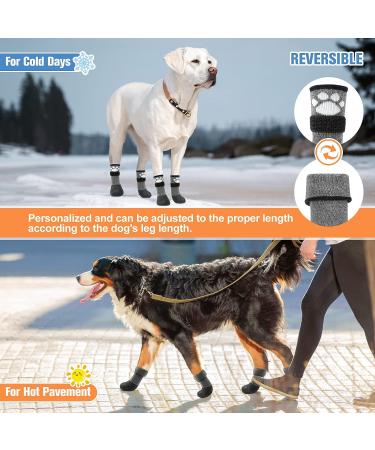 BEAUTYZOO Anti Slip Dog Socks Boots | Waterproof Grip Bottom | Paw Protector for Hardwood Floors | Adjustable Straps | Grey, Large - Buy Online on GoSupps.com