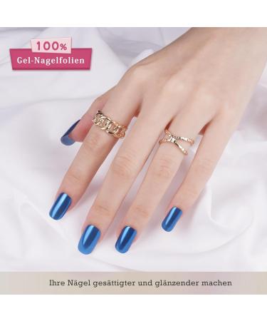 Danni & Toni Half Hardened Gel Nail Films - Astral Dive Blue Mirror Glossy UV Gel Foil Wraps - Self-Adhesive 28 Sticker Nail Design - Buy Online on GoSupps.com