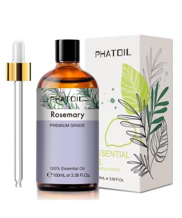 PHATOIL Rosemary Essential Oil 100ML Pure Premium Grade Rosemary Essential Oils for Diffuser Humidifier Aromatherapy Candle Making Rosemary 100 ml (Pack of 1)