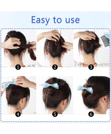 Hair Combs Slides for Women Side Bun Fine Hair Satin Bow Girls Decorative(Blue) - Buy Online on GoSupps.com