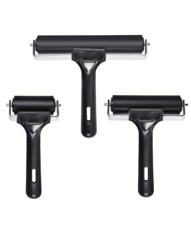 3 PCS Printmaking Brayers, Rubber Roller Paint Brayer for Construction Tools, Anti Skid Tape Print, Ink Applicator Art Craft Oil Painting Stamping (2.1in, 5.7in, 3.6in)