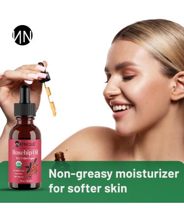 Natnique Organic Rosehip Seed Oil 1 oz USDA Certified Cold-Pressed Moisturizer for Face Skin & Hair Natural Hydrating Serum for Wrinkles & Fine Lines Ideal for Gua Sha Massage & Radiant Glow - Buy Online on GoSupps.com
