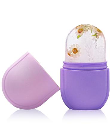 Ice Roller for Face and Eye Silicone Ice Mold Face Massage Facial Beauty Ice Roller Skin Care Tools Face Ice Roller Skin Care Kit (Purple)