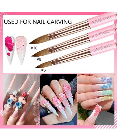 Saviland 6PCS Acrylic Nail Brush Set - Pink Gradient Brushes for Acrylic Application - Sizes 6/8/10/12/14/16 - Ideal for Beginners and Professionals - Buy Online on GoSupps.com