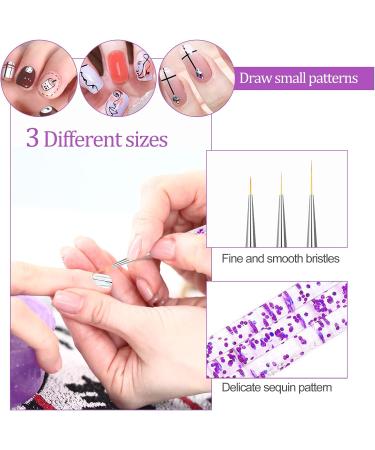 Hanyousheng Nail Art Brushes Set 15 pcs Nail Art Design Pinceaux + 3 pcs Detailer Brush Tool Acrylic Nail Brush Nylon Brush Head Nails Tools for DIY Design(Black Purple) 15+3 pcs 18.0 - Buy Online on GoSupps.com