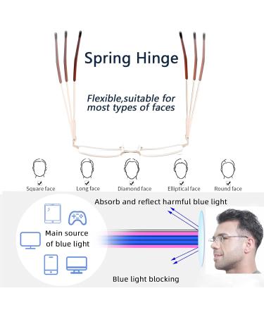 4 Pack Blue Light Blocking Reading Glasses for Men - Stylish Metal Frame Anti-Glare +2.5 Strength - Buy Online on GoSupps.com