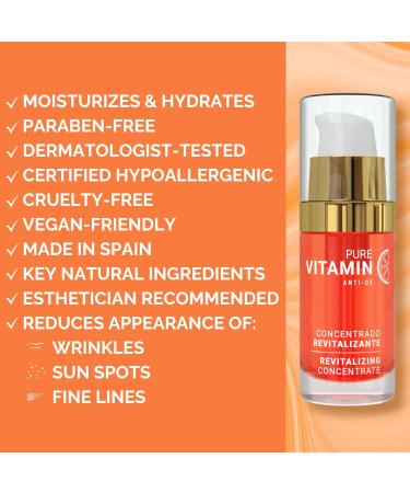 Noche Y Dia Vitamin C Serum for Mature Skin - Made in Spain - Anti Aging Formula Hydrates Moisturizes Firms - Targets Sun Spots Fine Lines Wrinkles - 30mL (1 fl oz) - Buy Online on GoSupps.com