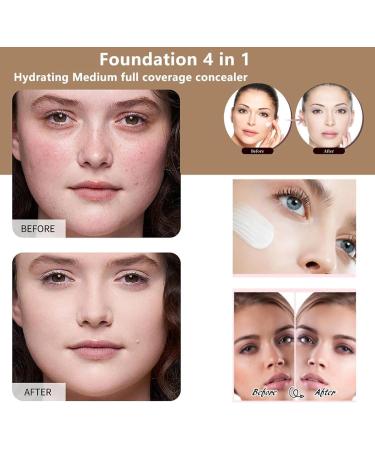 Enjoyaitlife Foundation 4 in 1 - Light Spectrum Biomimic Foundation 4 in 1 - Medium Spectrum 4 in 1 Foundation Liquid - Hydrating Medium Full Coverage Concealer with SPF 50+ (1 PCS 30ML) 1 Pcs 30 ml (Pack of 1) - Buy Online on GoSupps.com