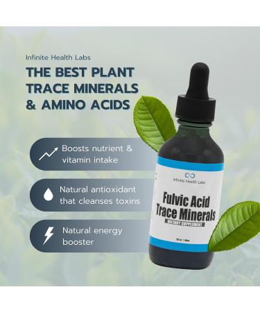 Fulvic Acid Trace Minerals Supplement - 169 Servings - Humic Acid Multimineral Electrolyte Liquid Drops - Bioavailable Extract - Buy Online on GoSupps.com