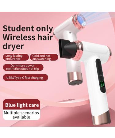 Cordless Hair Dryer Portable Blow Dryer for Women Men Hot Cold Blow 15000mAh Rechargeable Lightweight Portable Blow Dryer for Dormitory Travel Fast Drying As Salon (US Plug) US Plug White - Buy Online on GoSupps.com