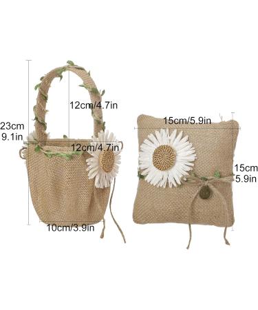 Flueyer 2Pcs Flower Girl Basket Burlap Jute Basket with Handle Woven Storage Basket for Home Wedding Garden Decoration - Buy Online on GoSupps.com