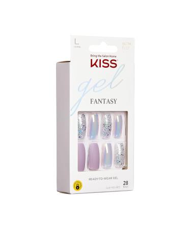 KISS Gel Fantasy Glue-On Nails - Long Lavender Glitter Coffin Shape | Premium Artificial Fingernails for Instant Glam - Buy Online on GoSupps.com