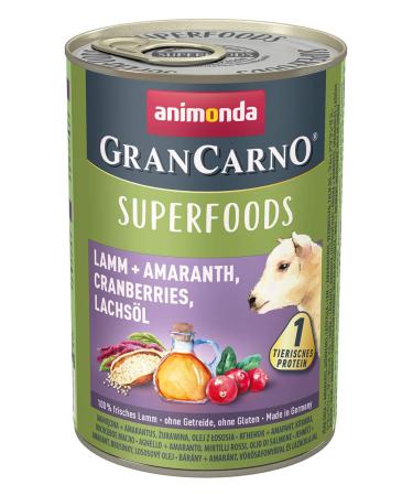 Animonda Gran Carno Adult Superfoods Dog food wet food for adult dogs lamb + amaranth cranberries salmon oil 6 x 400 g 6 Pack (6 x 0.4 kilograms) lamb + amaranth cranberries salmon oil 1 piece (6 Pack) - Buy Online on GoSupps.com