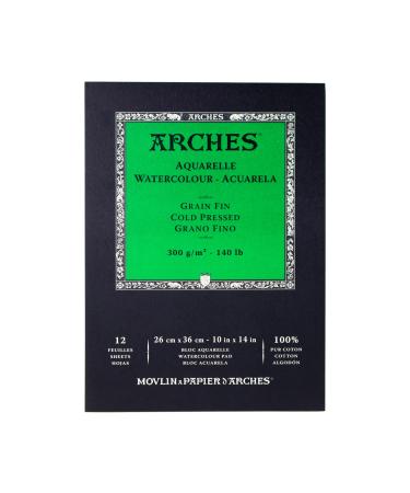 Arches Watercolor Pad 9x12-inch Natural White 100% Cotton Paper - 12 Sheet Arches Watercolor Paper 140 lb Cold Press Pad - Arches Art Paper for Watercolor Gouache Ink Acrylic and More - Buy Online on GoSupps.com