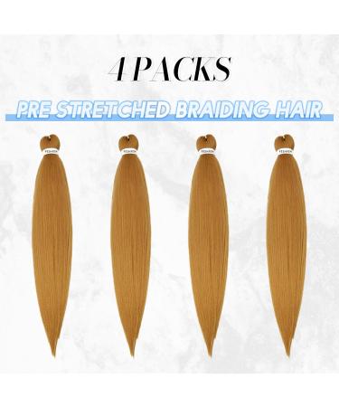 Feshfen Pre-Stretched 65cm Braiding Hair Extensions - Yaki Texture Synthetic - 4 Pack Red Blonde (27#) for Effortless Braids - Buy Online on GoSupps.com