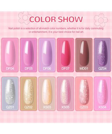 PEACECOLOR 7ML Nail Gel Polish Set 12Pcs with Top and Base Coat Matte Top Coat Pink Purple Glitter Gel Nail Kit U V/LED Lamp Needed Color Collection Gifts for Women DIY Nail Art XA-44 - Buy Online on GoSupps.com