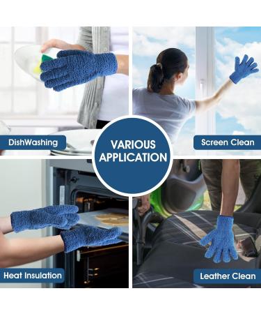 Molain Microfiber Dusting Gloves - Reusable & Washable Mittens for Plants, House Cleaning, Car, Blinds & Lamps - Blue (1 Pair) - Buy Online on GoSupps.com