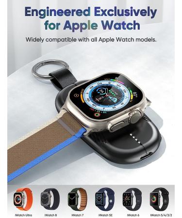 Apple Watch Portable Charger 1200mAh Magnetic Keychain Power Bank for Series 8/UItra/7/6/SE/5/4/3/2 - Buy Online on GoSupps.com