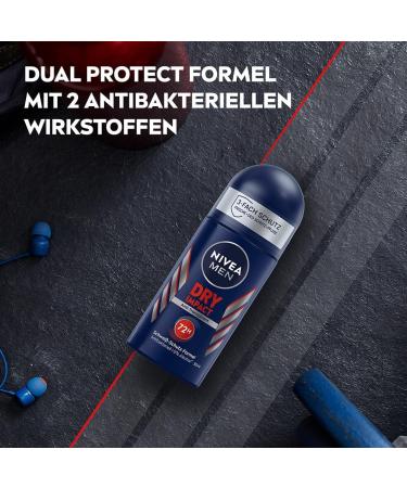 NIVEA MEN Dry Impact Roll-On Deodorant (50 ml) Antiperspirant for a Dry Skin Feeling 72h Sweat Protection and Dual Active Formula 50 ml new formula - Buy Online on GoSupps.com