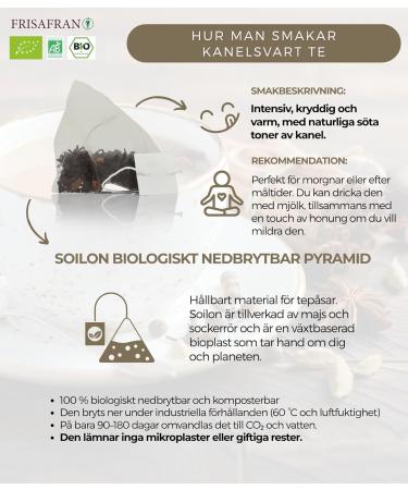  FRISAFRAN FRISAFRAN | Organic Pyramid Cinnamon Black Tea 30 units | 60g | Black Tea | Black Tea Bags | Natural Antioxidant & Energizer | Decaffeinated Tea | Cinnamon Tea | No Additives - Buy Online on GoSupps.com