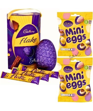 Cadbury Easter Eggs Chocolate Bundle of Cadbury Flake Large Chocolate Easter Egg with 3 Flake Chocolate Bars & 2 Mini Eggs Cadbury Bags (80g) | Easter Eggs Chocolate | Chocolate Gifts - Buy Online on GoSupps.com