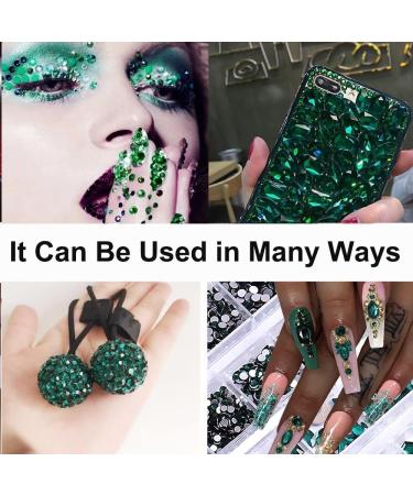 4200 Stk Emerald Green Rhinestones SS6-SS20 | Flatback K9 Glass Nail Art Makeup & DIY Crafts Charms - Buy Online on GoSupps.com
