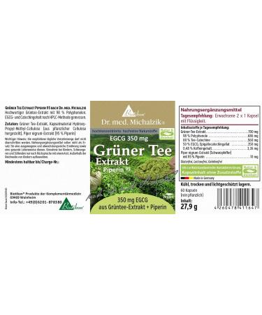 Green Tea Extract 700 mg | Pure EGCG 350 mg | 98% Polyphenols | No Additives | Dr. med. Michalzik | BIOTIKON International Shipping - Buy Online on GoSupps.com