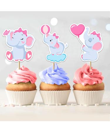 36Pcs Pink Elephant Cupcake Toppers Pink Elephant Baby Shower Decorations for Girl Pink Elephant Cake Decorations Birthday Party Supplies - Buy Online on GoSupps.com