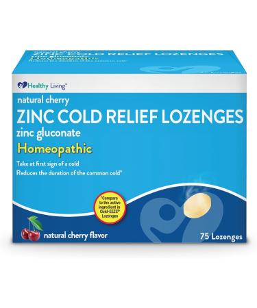 Healthy Living Cherry Zinc Lozenges Homeopathic Cold Remedy Reduces Duration of The Common Cold Sore Throat Cough Congestion and Post Nasal Drip 75 Count - Buy Online on GoSupps.com