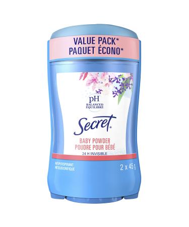 Secret Invisible Solid Antiperspirant and Deodorant Baby Powder Twin Pack 45 g Baby Powder 45g- 2 Pack