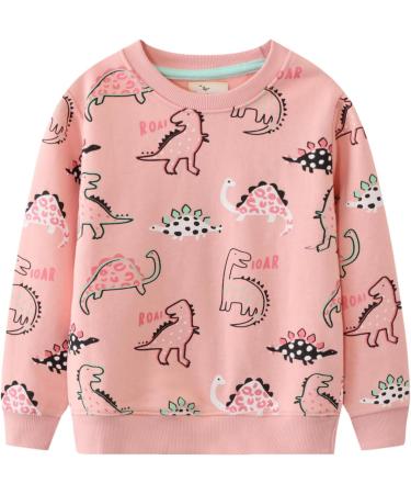 Girls Cotton Sweatshirt for Kids | Long Sleeve Pullover | Dinosaur Design | Age 6-7 Years - Buy Online on GoSupps.com