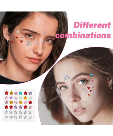 9 Sheets Self-Adhesive Rainbow Face Gems - Rhinestone Stickers for Makeup & Nail Art | Festival Glitter Jewels for Parties - Buy Online on GoSupps.com