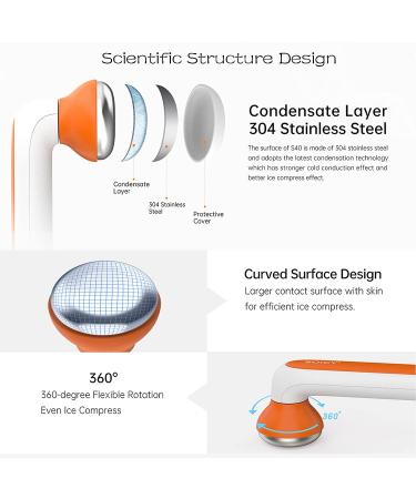 Ice Roller for Face & Eye with Replaceable Head - Reduces Puffiness, Pain Relief, Migraine - Orange - Buy Online on GoSupps.com