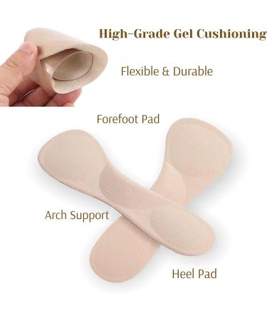 CB Arch Support Insoles - 2 Pairs, Silicone Gel, Shock Absorption, Arch & Heel Pain Relief - Women's 3/4 Length Inserts for High Heels - Nude & Black - Buy Online on GoSupps.com