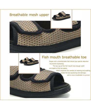 Adjustable Diabetic Slippers for Men - Extra Wide, Comfortable & Breathable with Anti-Slip Sole - Khaki EU47/285mm - Buy Online on GoSupps.com