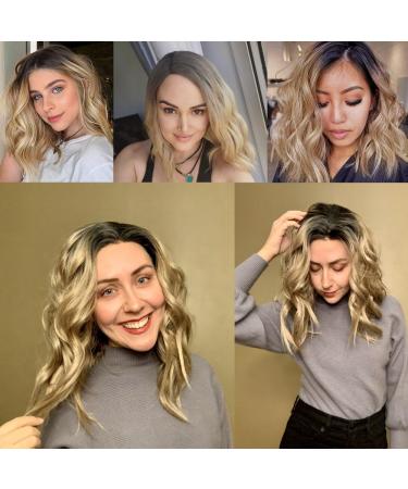 Yinuozhogntian 14" Ombre Blonde Short Bob Wig - Heat Resistant Synthetic Lace Front for Women & Drag Queens - Buy Online on GoSupps.com