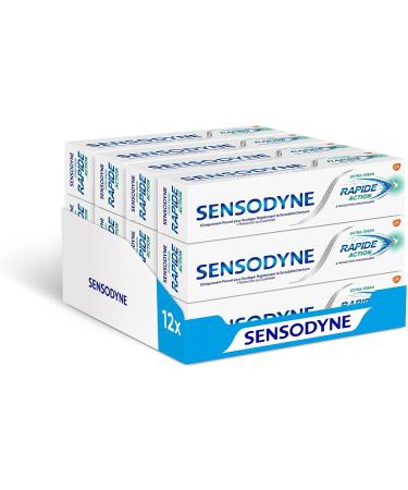 Sensodyne Extra Fresh Rapid Action Toothpaste Fast Relief and Long-Lasting Protection Limits Tooth Sensitivity Pack of 12x75 ml
