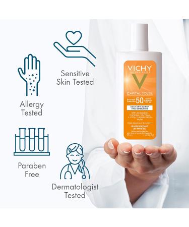 Vichy Capital Soleil Face Sunscreen SPF 50 | Anti Aging Sunblock with UVA/UVB Protection | Daily Sunscreen for Sensitive Skin | Travel Size, Oxybenzone Free - Buy Online on GoSupps.com