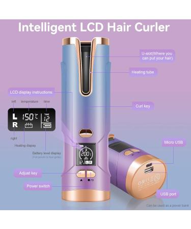 Automatic Cordless Curling Iron | 5200mAh Hair Curler with Adjustable Temperatures & Timers - Multicolored - Buy Online on GoSupps.com