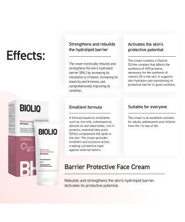 Bioliq Barrier Protective Face Cream Advanced Hydrating and Restorative Formula for Dry Sensitive and Irritated Skin Supports Barrier Repair Promotes Moisture Lightweight and Non-Greasy 50ml - Buy Online on GoSupps.com