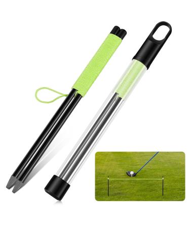 2 Pieces Golf Putting Aid String with Pegs Golf Putting String Guide Golf Putting Training Aid String Alignment Putting String Line Golf Putting Guide Line for Trainer Indoor Practice, Green