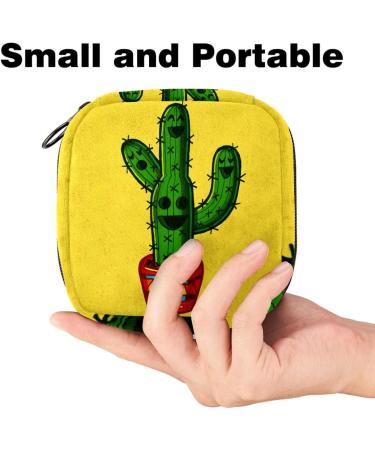 Menstrual Pad Bag with Zipper | Cactus Yellow Ladies Napkin Pouch & Tampons Collection Bag for Women & Girls - Shop Internationally - Buy Online on GoSupps.com