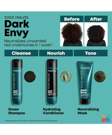 Matrix Dark Envy Green Shampoo & Conditioner Set for Dark Brown/Black Hair | Neutralizes Red Undertones | 33.8 Fl Oz - Buy Online on GoSupps.com