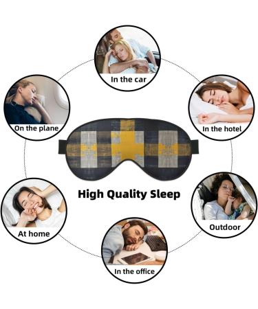 SSIMOO Double-Sided Eye Mask - Yellow Gray Black Plaid Print for Better Sleep Quality | Soft & Light Blocking | International Shipping Available - Buy Online on GoSupps.com