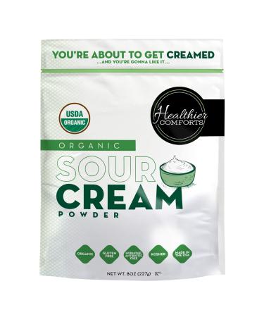 Healthier Comforts Organic Sour Cream Powder | USDA Certified Organic, Kosher, Non-GMO, Gluten Free Food | Sour Cream Organic Powder for Seasonings, Snacks or Easily Reconstituted | Made In USA (8oz) 8 Ounce (Pack of 1)